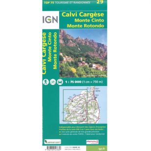 IGN Corsica (29): Calvi - Cargese - Monte Cinto - Monte Rotondo - Wandel- en Fietskaart 