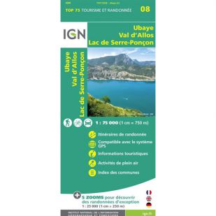 IGN Ubaye, Val d'Allos, Lac de Serre-Poncon (08) - Wandel- en fietskaart