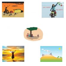 5 Unieke Fietsvakantie Ansichtkaarten: Combiset van 5 verschillende kaarten