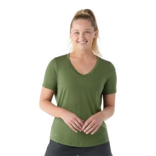 A - Smartwool Women's Active Ultralite V-Neck Short Sleeve - Fern Green