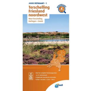 ANWB Regiokaart 1 Terschelling - Friesland Noordwest !