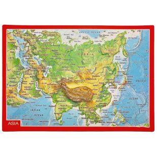 Ansichtkaart Azië met reliëf 