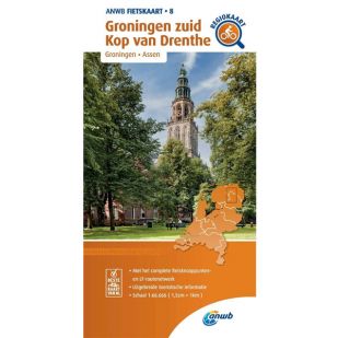 ANWB Regiokaart 8 Groningen Z- Kop van Drenthe ! 