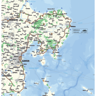 Overzichtskaart Denemarken met de Margrietroute